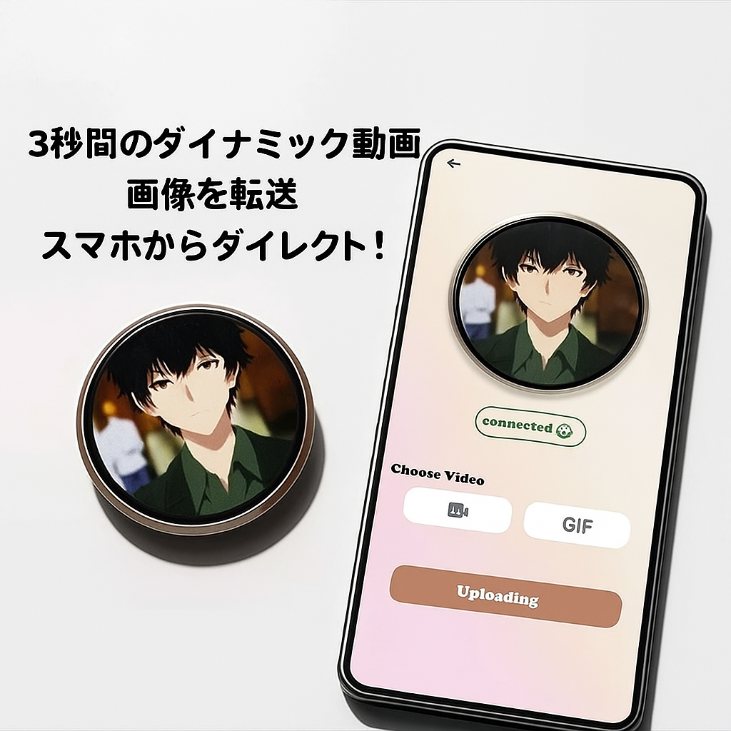Gif/写真同期機能付きスマートデジタルディスプレイバッジ | ファンとクリエイターのためのインタラクティブでカスタマイズ可能なピン