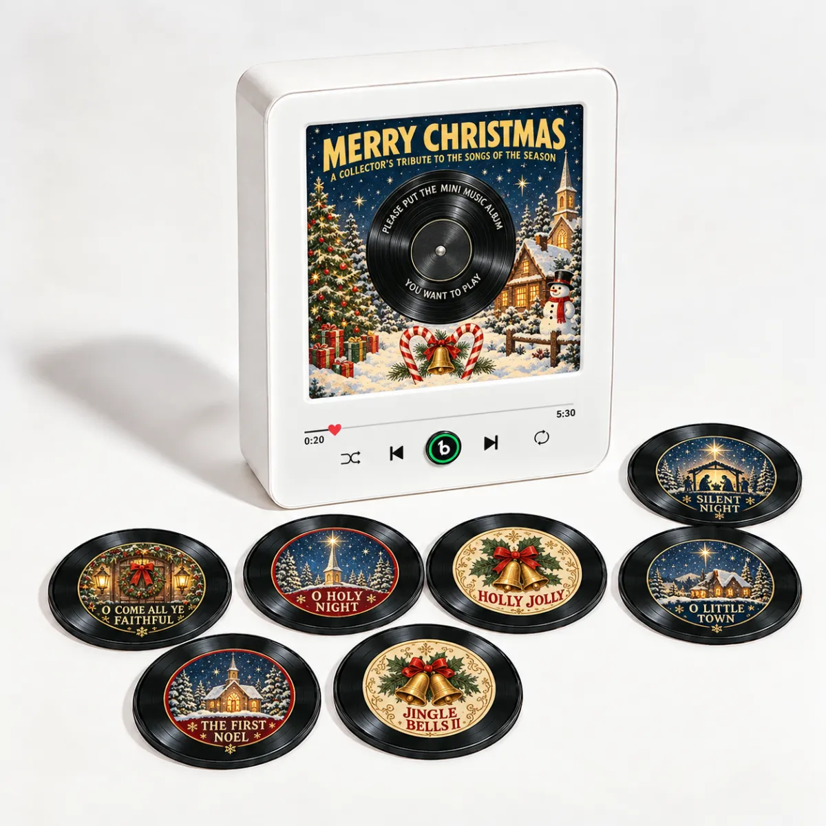 クリスマスギフト磁気冷蔵庫ビニールクリスマス音楽装飾セット – 再生付きNFCスタイルソングディスク9枚,家庭やキッチンへのお祝いギフトFridgebeats V6.0