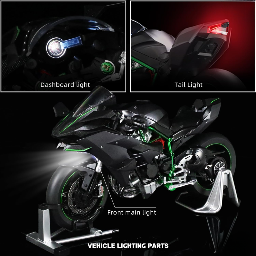 Kawasaki Ninja H2R 用オートバイモデル 模造キーサウンドライトスプレーモト付きメタルダイキャストオートバイモデル
