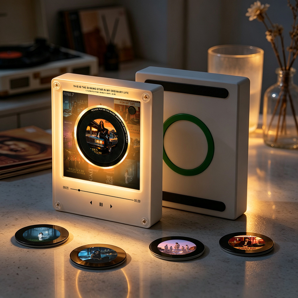9枚のディスクを備えたカスタムミニビニールレコード音楽プレーヤー、充電式バッテリーを備えた磁気ディスク音楽プレーヤー