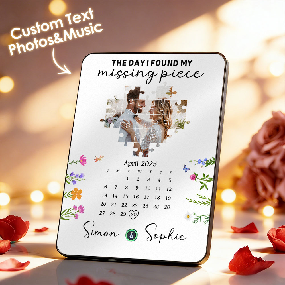 カップル向けカスタムミュージックプレート（プレーヤー付きアクリルフレーム付き） - 失くしたピースを見つけた日