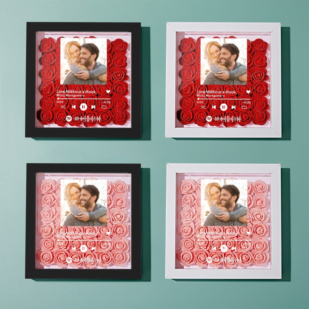 カスタムスキャン可能なspotifyコードフォトミュージックフラワーシャドーボックスパーソナライズフラワーシャドーボックスフレームギフト