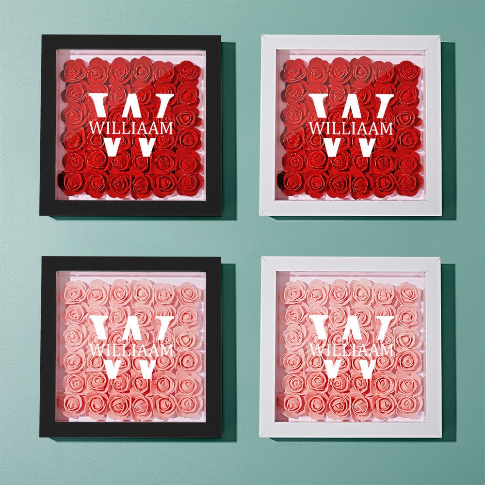 カスタム名フラワーシャドーボックスパーソナライズされたクリエイティブフラワーシャドーボックスフレームギフト