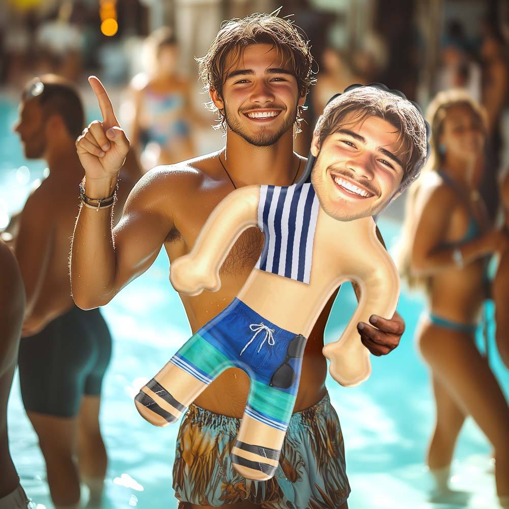 パーソナライズされたビーチガイの膨らませる人形、面白い膨らませる男の顔がプリントされたギフト、パーティーの記念品