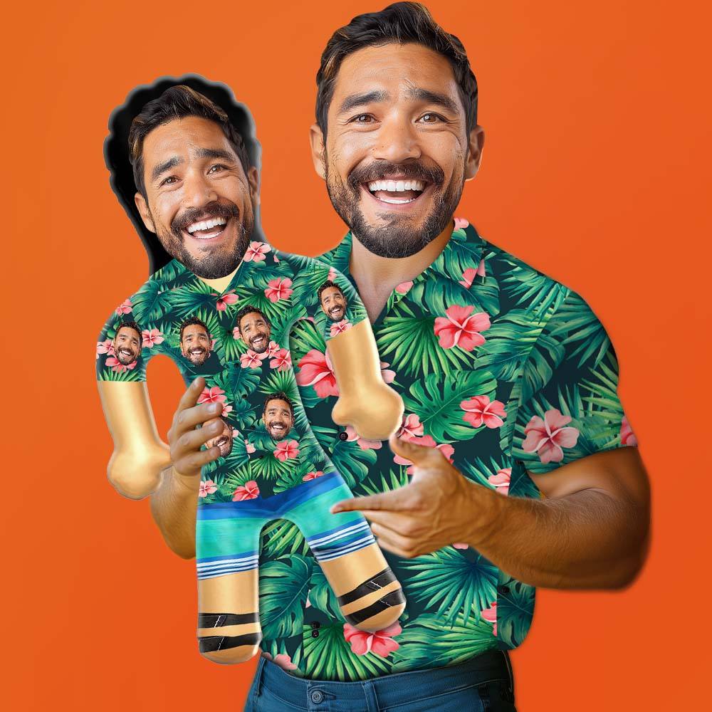 パーソナライズされたブローアップ人形アロハシャツ赤い花面白いインフレータブルマンプリントフェイスパーティーの記念品