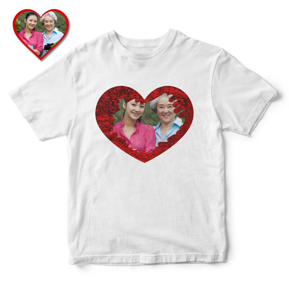 誕生日プレゼント プレゼントカスタムスパンコールtシャツ パーソナライズされたハート型の写真スパンコールtシャツ