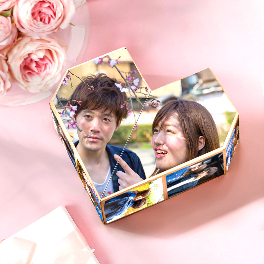 名入れフォトキューブ マルチフォト カラフルハートキューブ