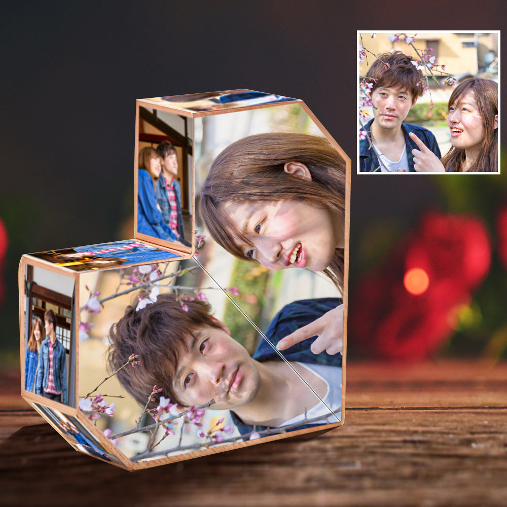 名入れフォトキューブ マルチフォト カラフルハートキューブ