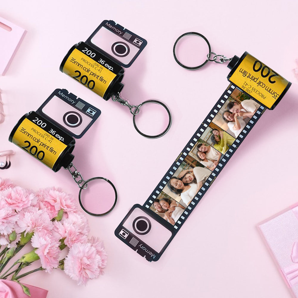 マザーズデー カメラロールキーホルダー記念プレゼントカスタマイズ メモリー 写真キーホルダー