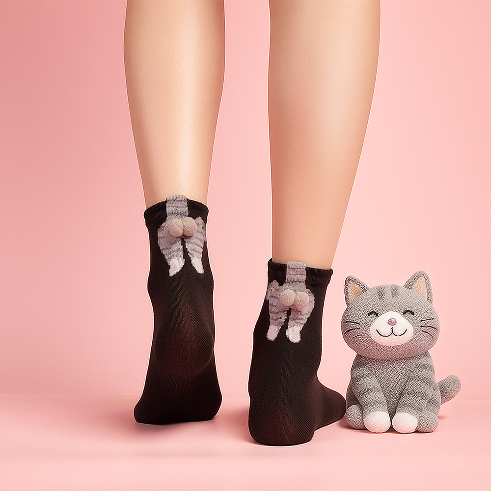 3d猫卵デザインソックス かわいい動物ソックス 面白いギフトアイデア