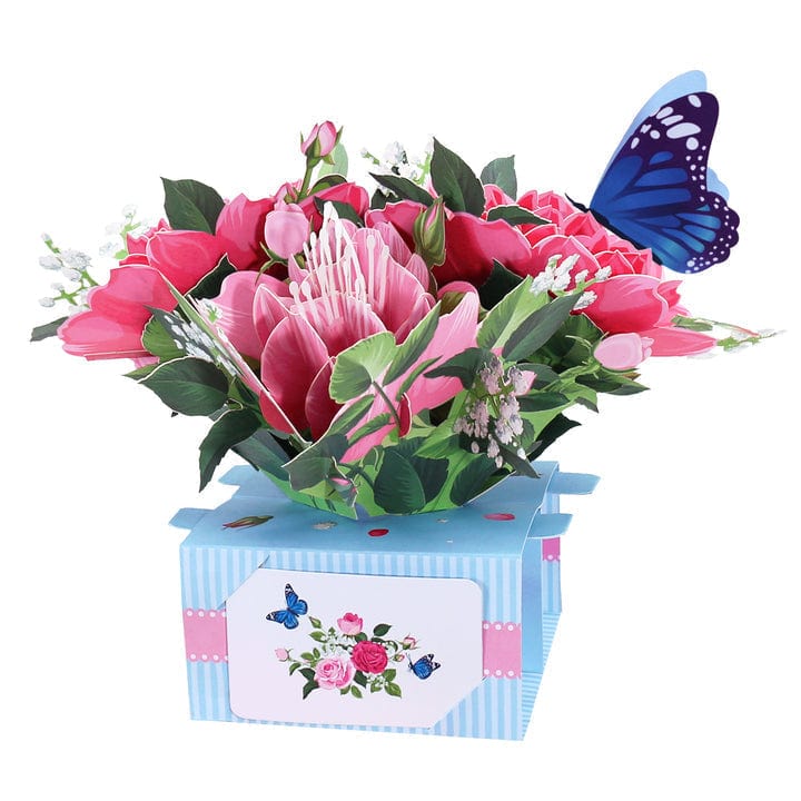 鮮やかなフラワーブーケポップアップカード母の日用フラワーカード