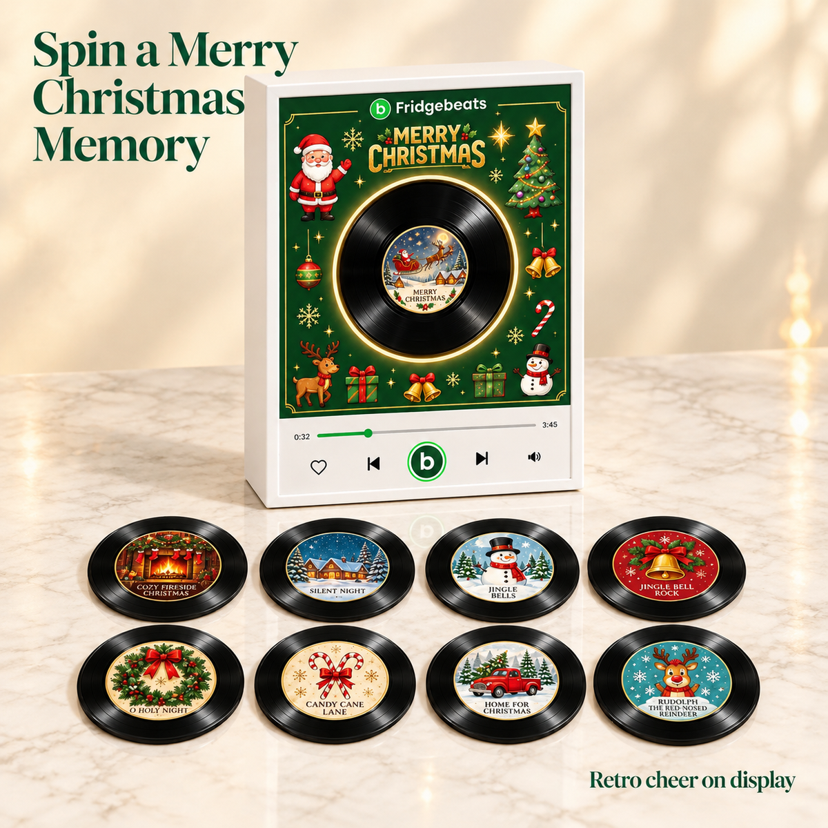 クリスマス ビニール レコード プレーヤー ギフト セット 9 つのお祝いトラック付き - ユニークなホリデー デコレーション & サウンド エクスペリエンス