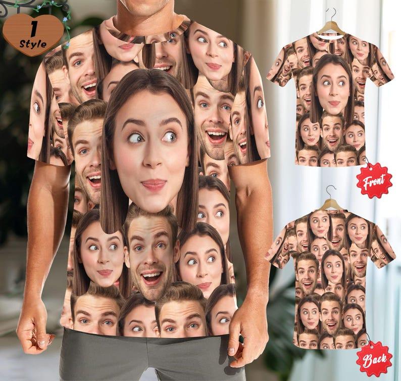 男性用パーソナライズフェイスtシャツ,カスタムファミリーフェイスシャツ,男性用パーソナライズフォトシャツ,父の日ギフト,全面フェイスtシャツ