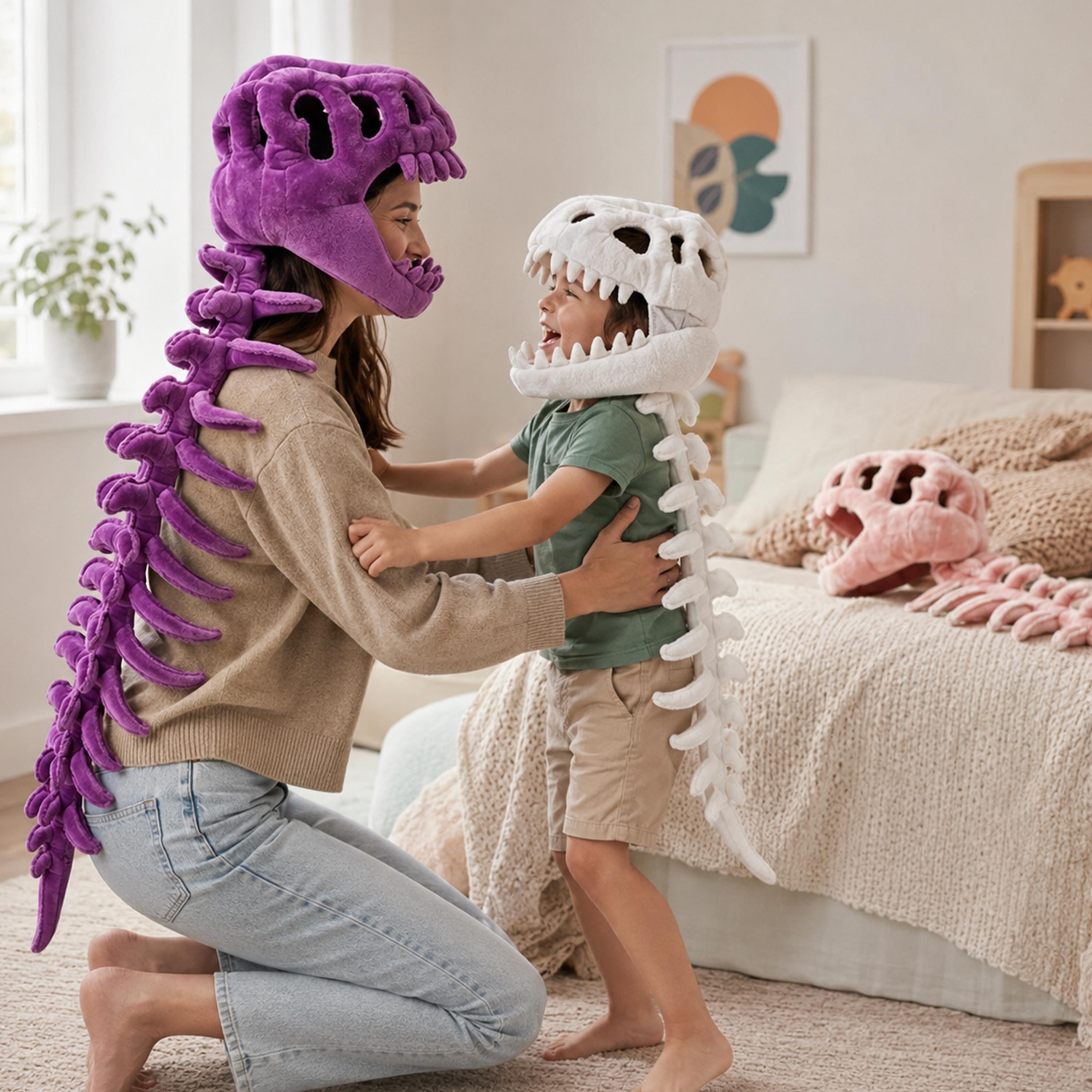 ぬいぐるみ 恐竜 スケルトン ハット しっぽ付き 楽しくて不気味なコスチューム ヘッドウェア 子供と大人用