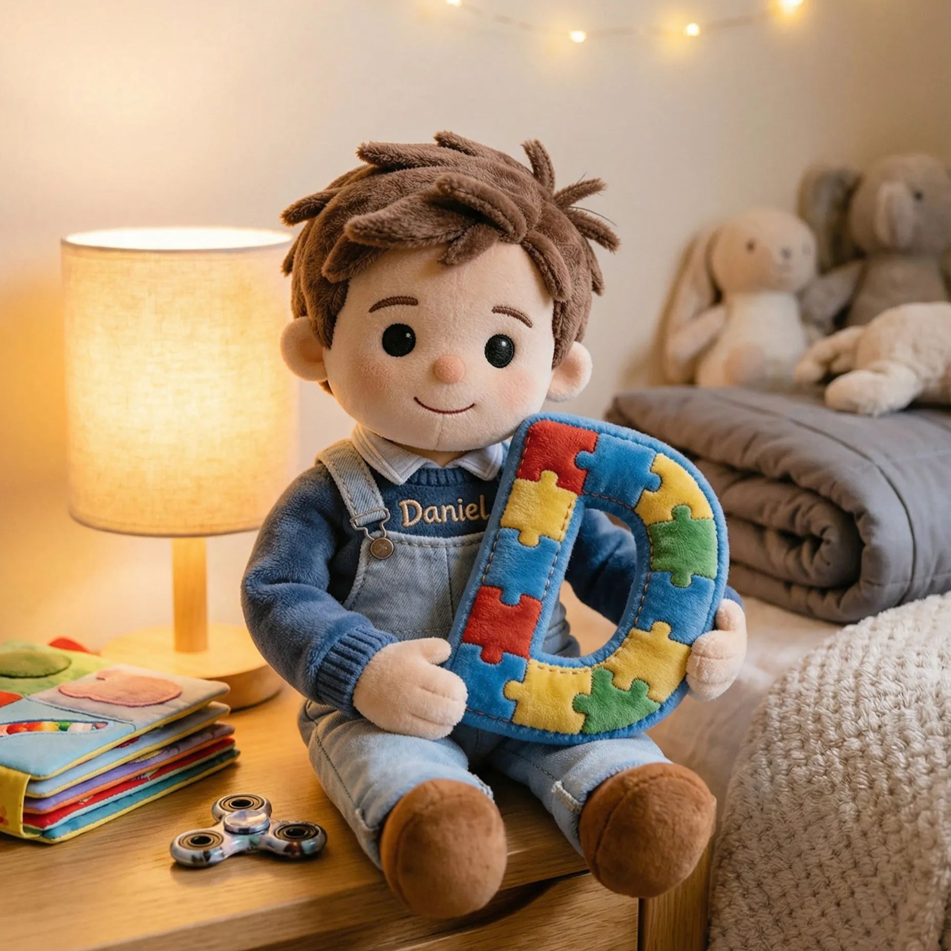 あらゆる写真をカスタマイズ - コミュニケーションの方法は人それぞれ - パーソナライズされた自閉症啓発プレミアムフェイクファー枕