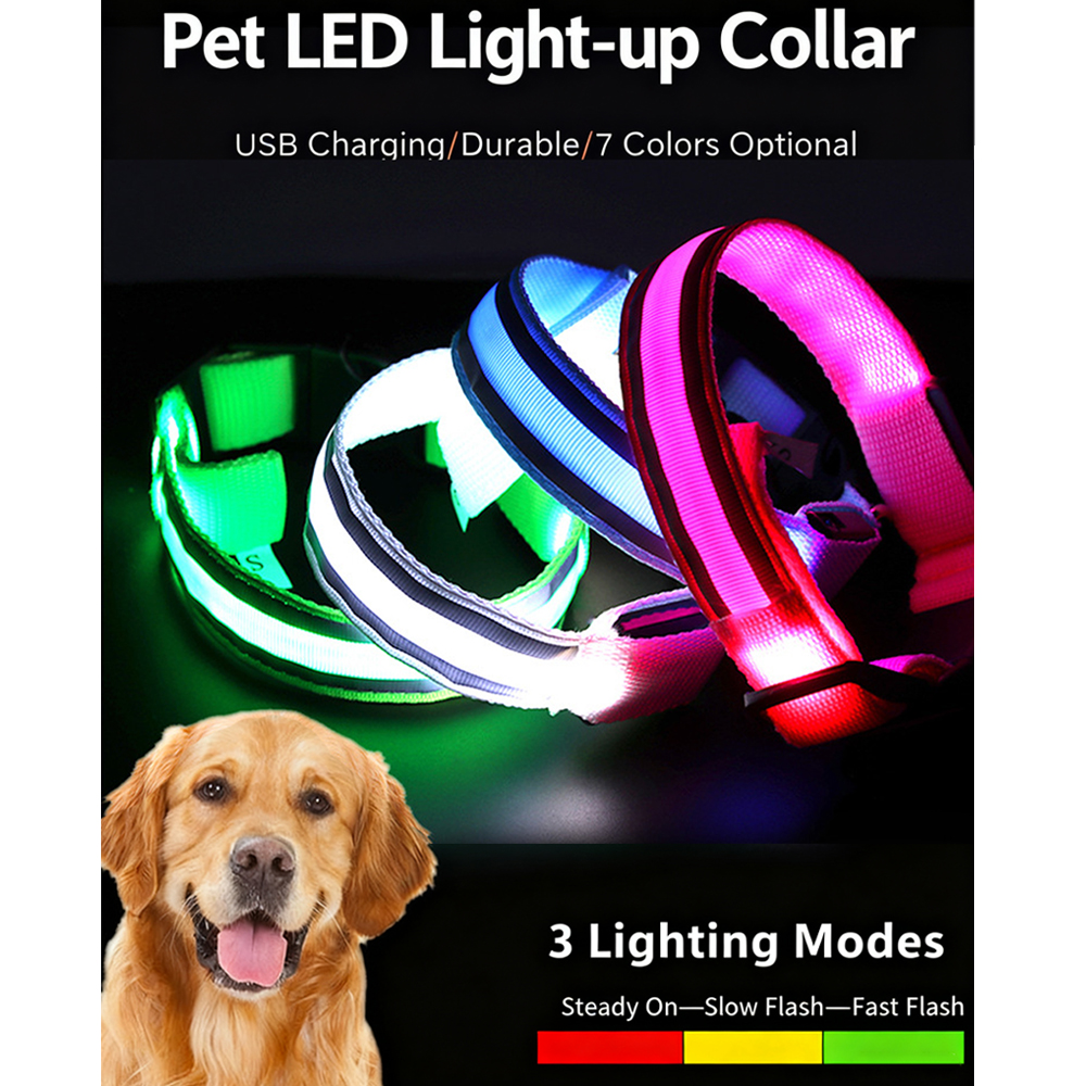 Led 犬用首輪 パーソナライズされた Id タグ付き 光るライトアップ 夜間の安全性 調節可能なペットの首輪 小型犬および大型犬用 カスタム名