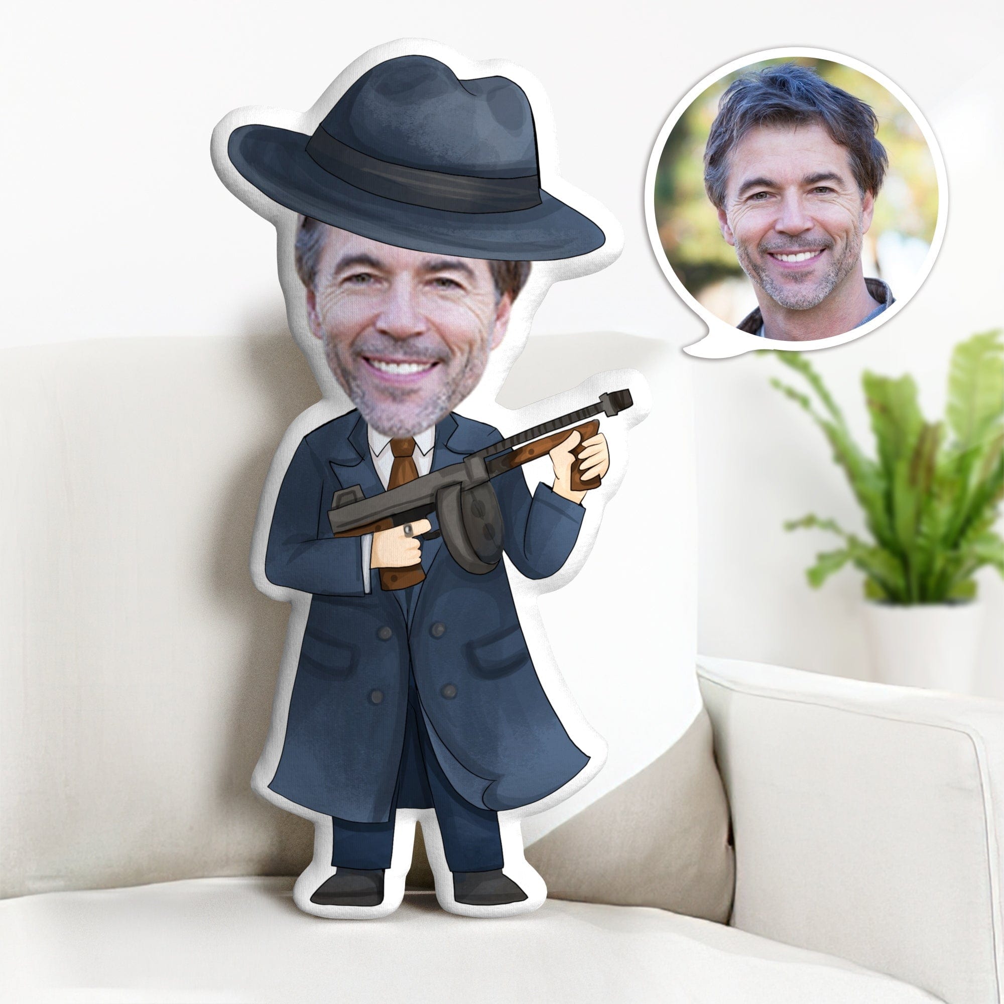 Fathers Day Pillow Personalized Minime Throw Pillow Custom Gifts for Dad - Dad with A Gun