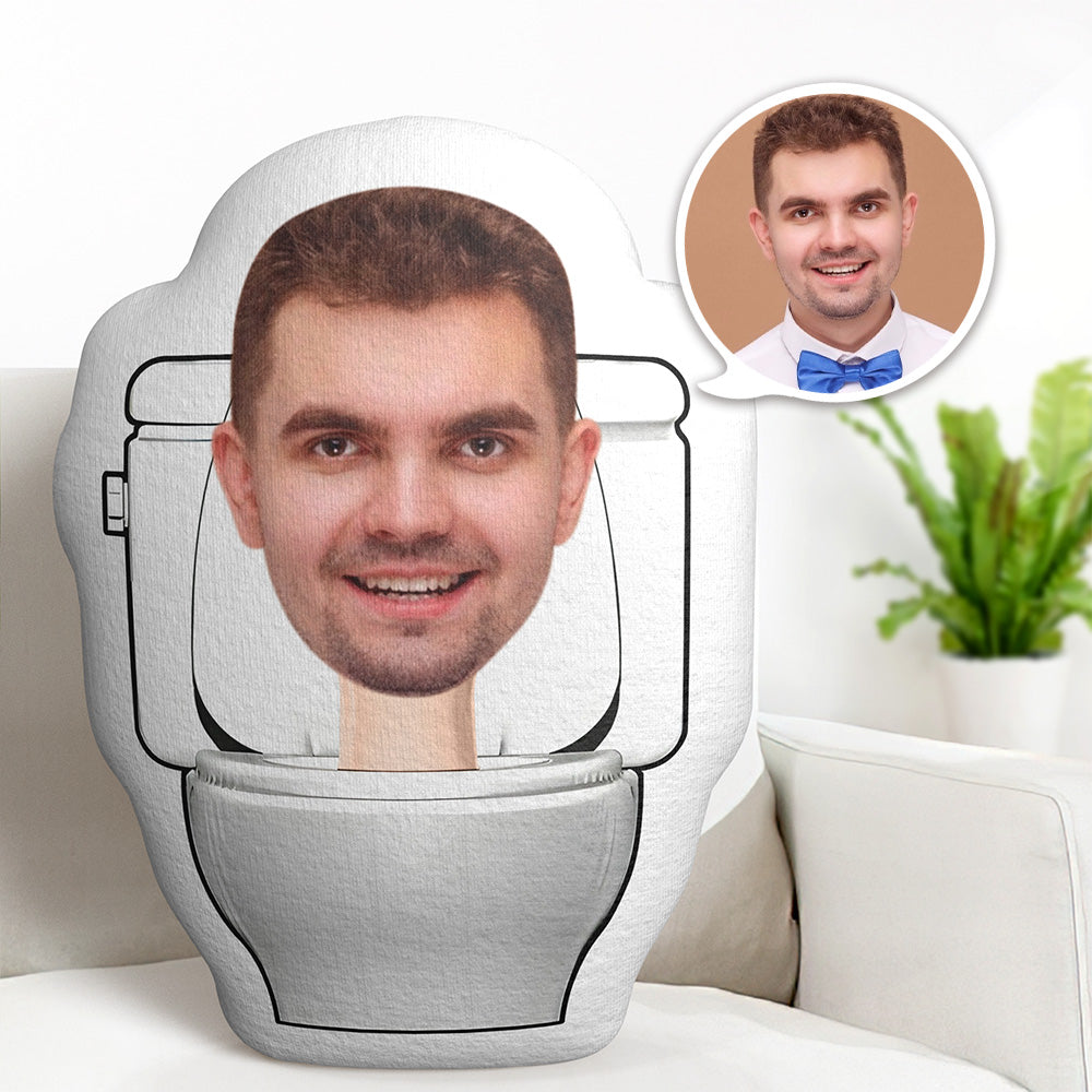 Custom Face Pillow Toilet Man Personalized Photo Doll MiniMe Pillow Gifts for Him Her