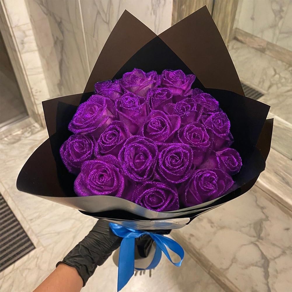 Glitter Rose Bouquet Best Anniversary Gifts for Her 7 Colors