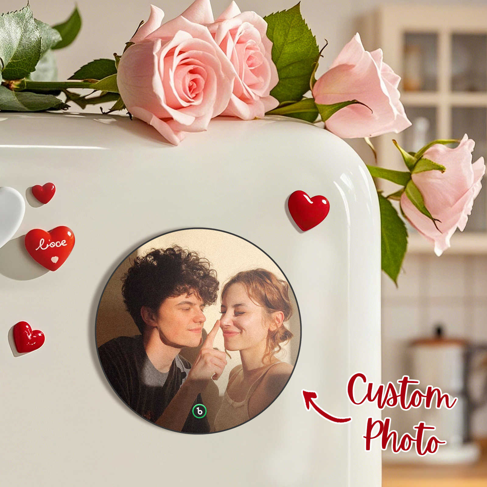 Custom Music Fridge Magnet Custom Heart Frame Album Fridge Magnet Music Wall Photo Sticker for Lover