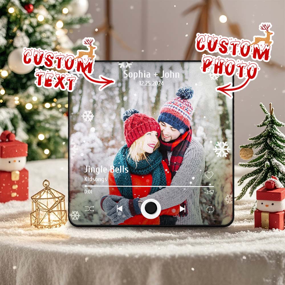 Custom Photo Music Fridge Magnet Christmas Gifts for Couple Personalized Music Magnets Can Play Songs