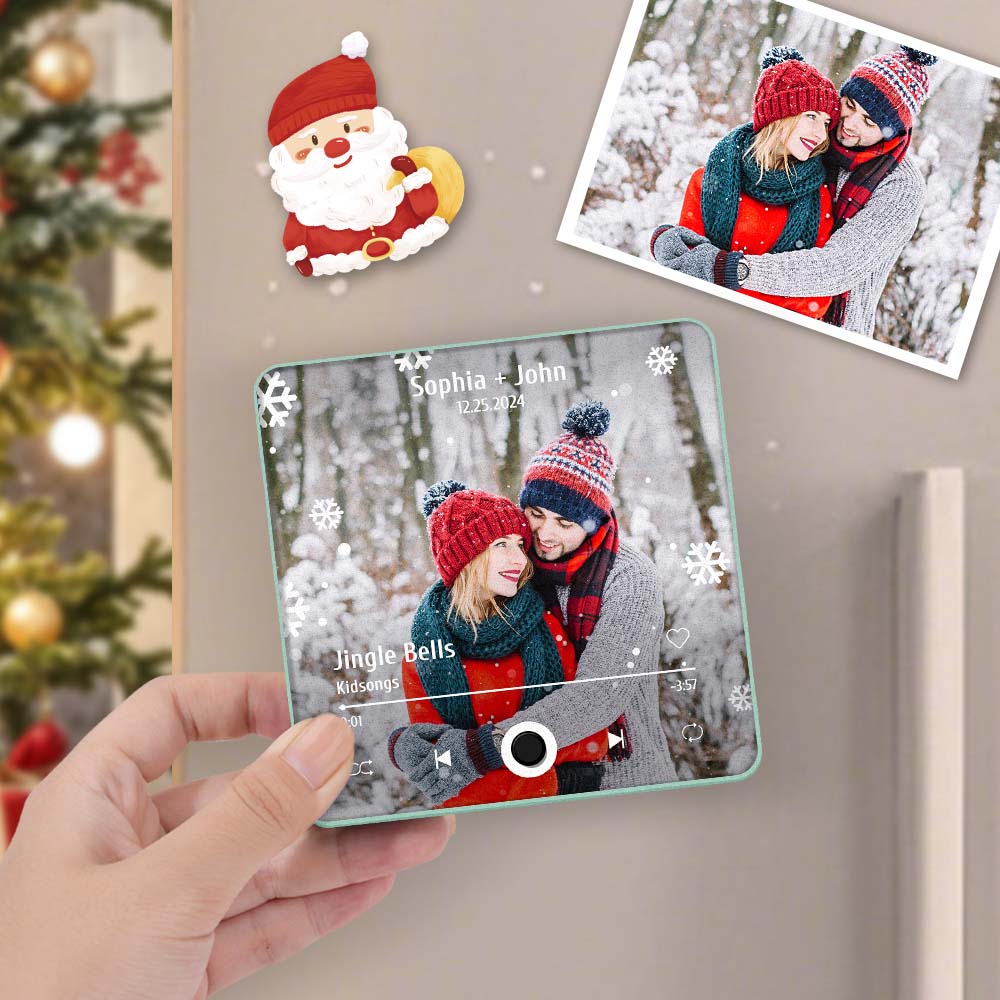 Custom Photo Music Fridge Magnet Christmas Gifts for Couple Personalized Music Magnets Can Play Songs