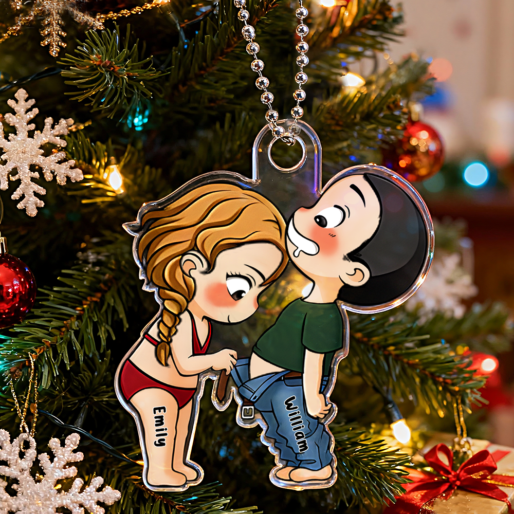 Cute Couple - Gift For Husband Wife, Anniversary - Personalized Car Ornament