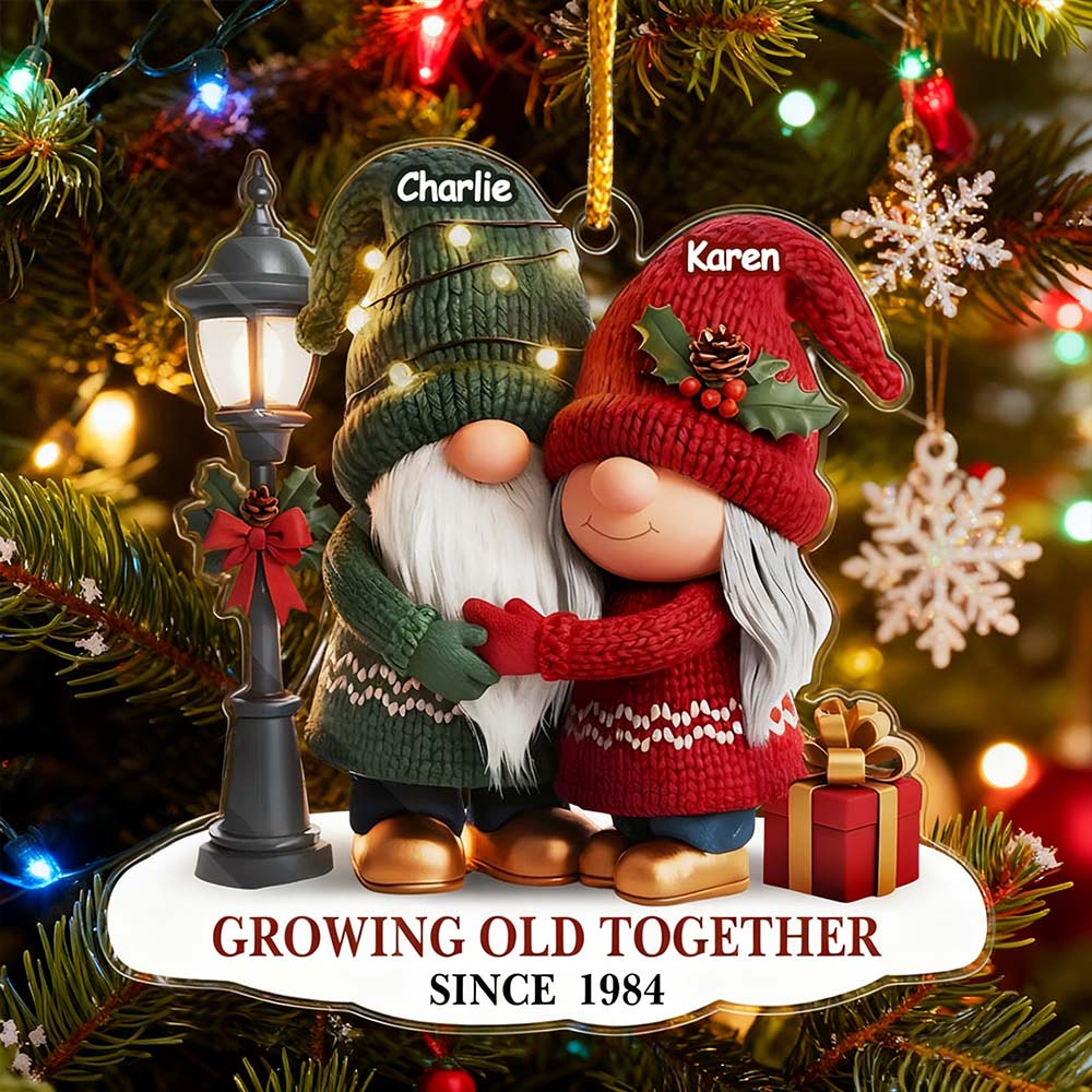 Custom Gnome Acrylic Ornament Personalized Anniversary Christmas Wedding Gifts For Husband And Wife Him And Her Our Story Continues
