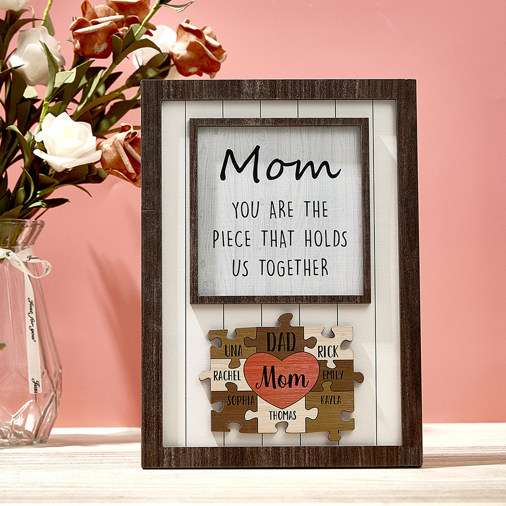 Personalized Mom Puzzle Plaque You Are the Piece That Holds Us Together Custom Family Member Puzzle Sign Mother's Day Gift