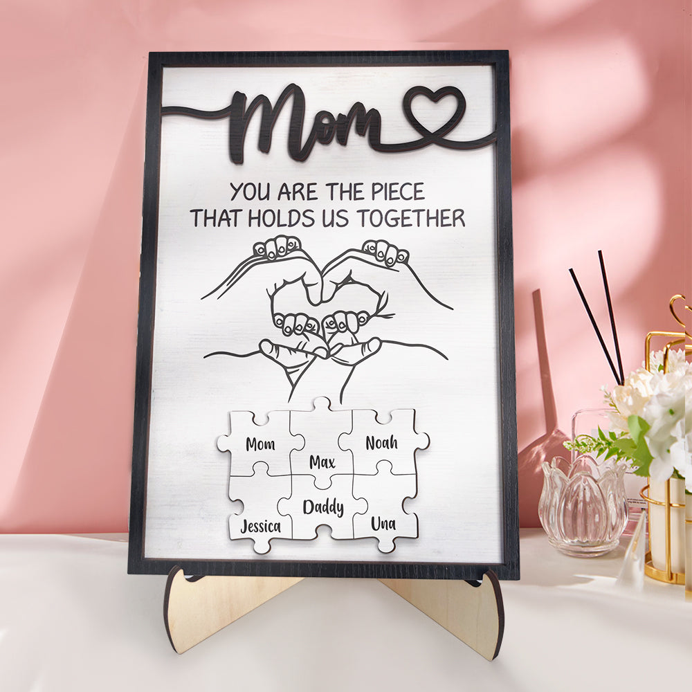 Personalized Mom Puzzle Plaque You Are the Piece That Holds Us Together Custom Family Member Puzzle Sign Mother's Day Gifts