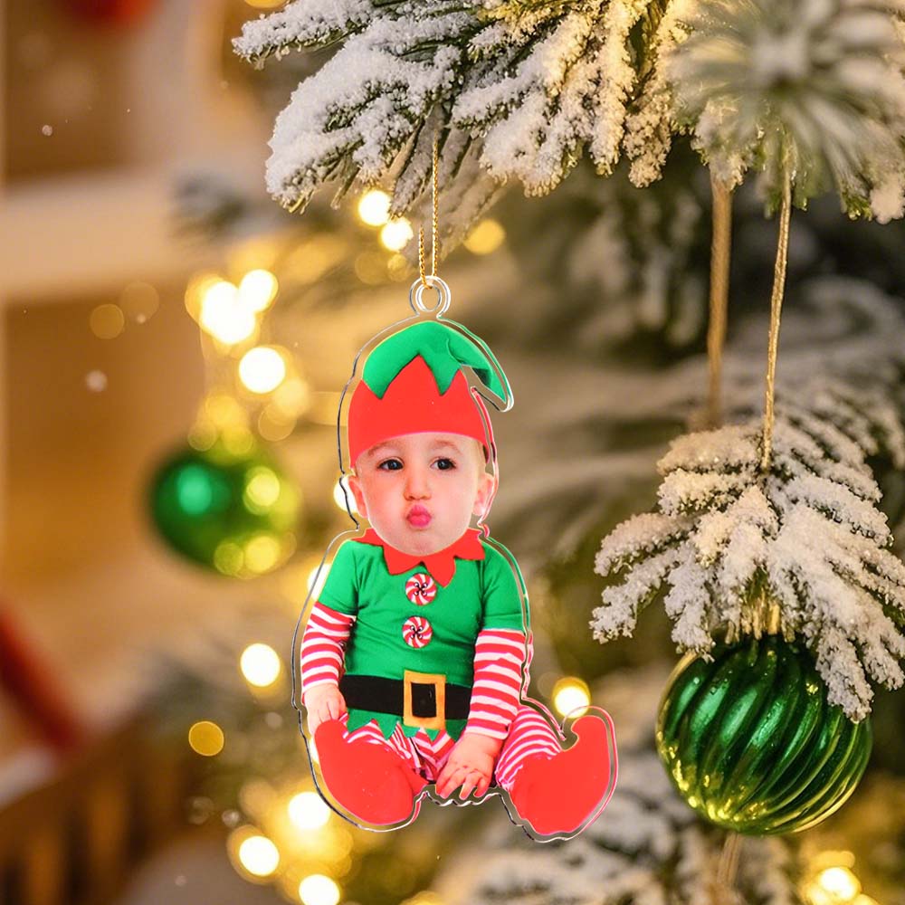 Personalized Photo Christmas Ornaments Acrylic Custom Baby Face Christmas Tree Ornaments Xmas Decoration Hanging Pendant Gifts