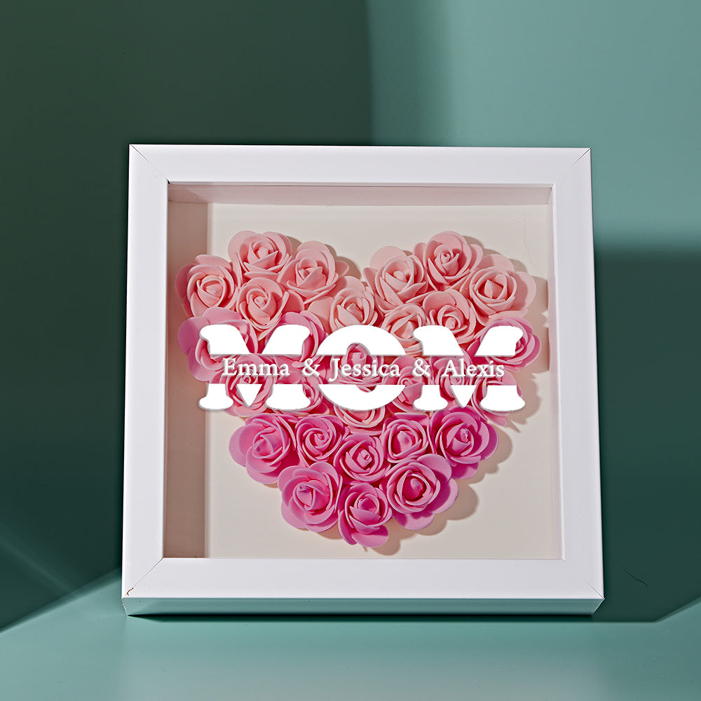 Custom Name Flower Shadow Box Frame Mother's Day Gift