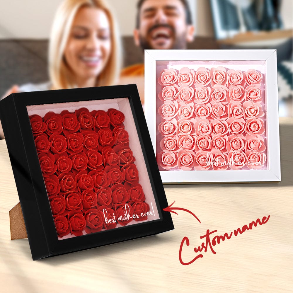 Custom Flower Shadow Box With Text Mother's Day Gifts for Mom - Best Mother Ever