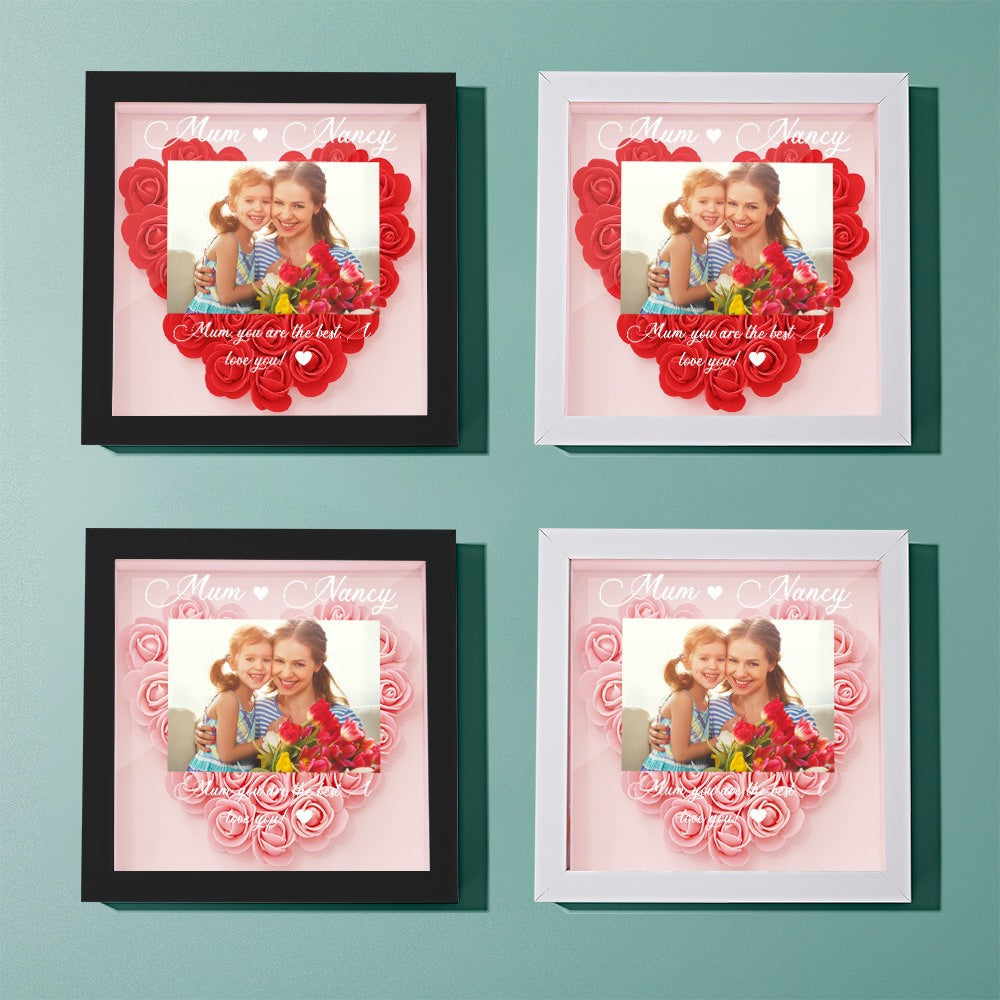 Custom Photo Flower Shadow Box Personalized Flower Shadowbox Frame Mother's Day Gifts for Mum