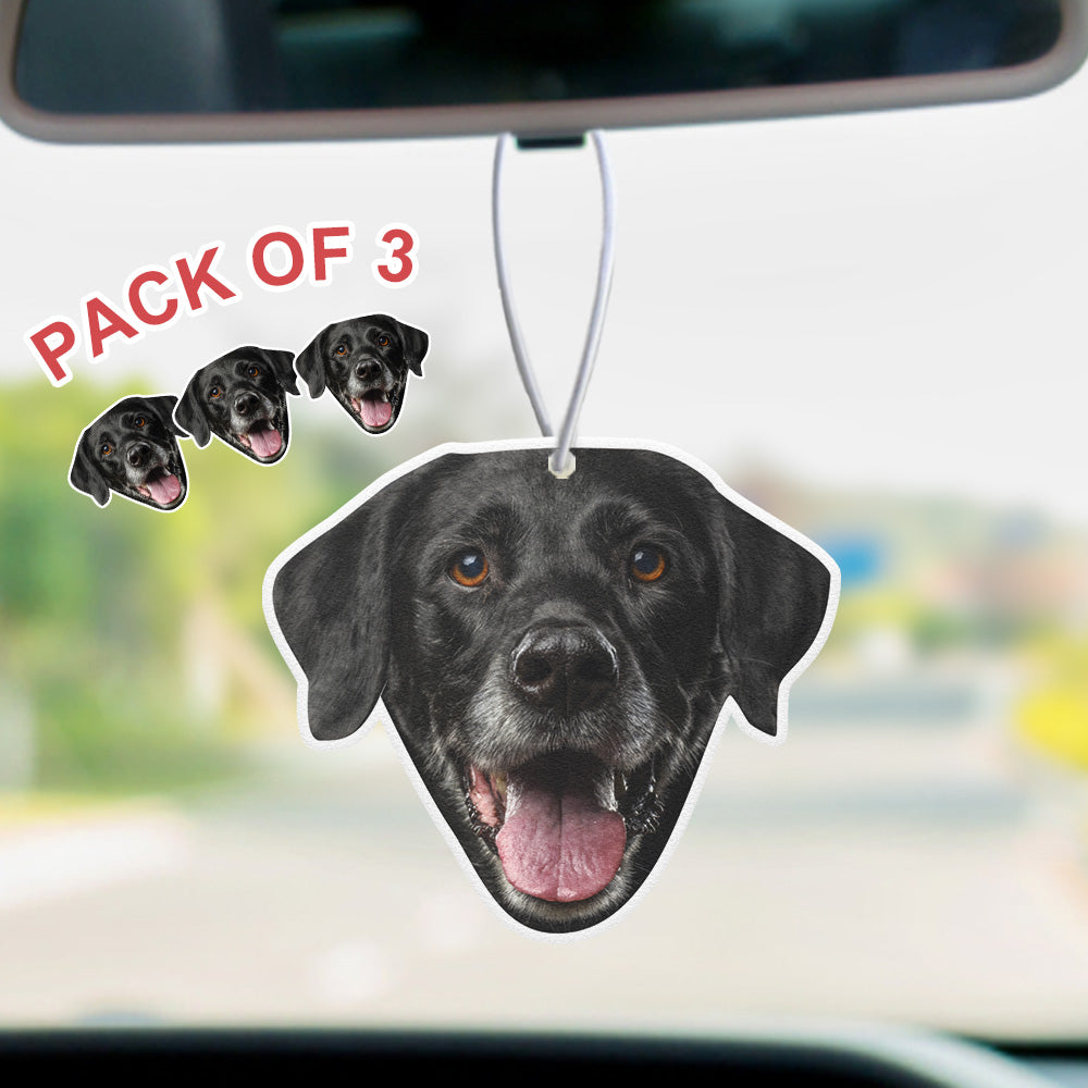 Custom Face Car Air Freshener Rearview Mirror Ornament 3PCS Funny Air Freshener Gifts For Dog Lovers