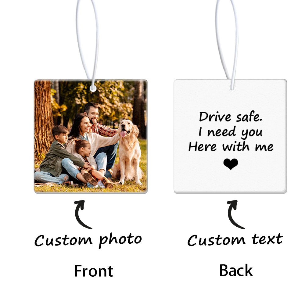 Custom Car Air Freshener with Photo and Text Rearview Mirror Ornament Gifts for Family - Multiple Styles