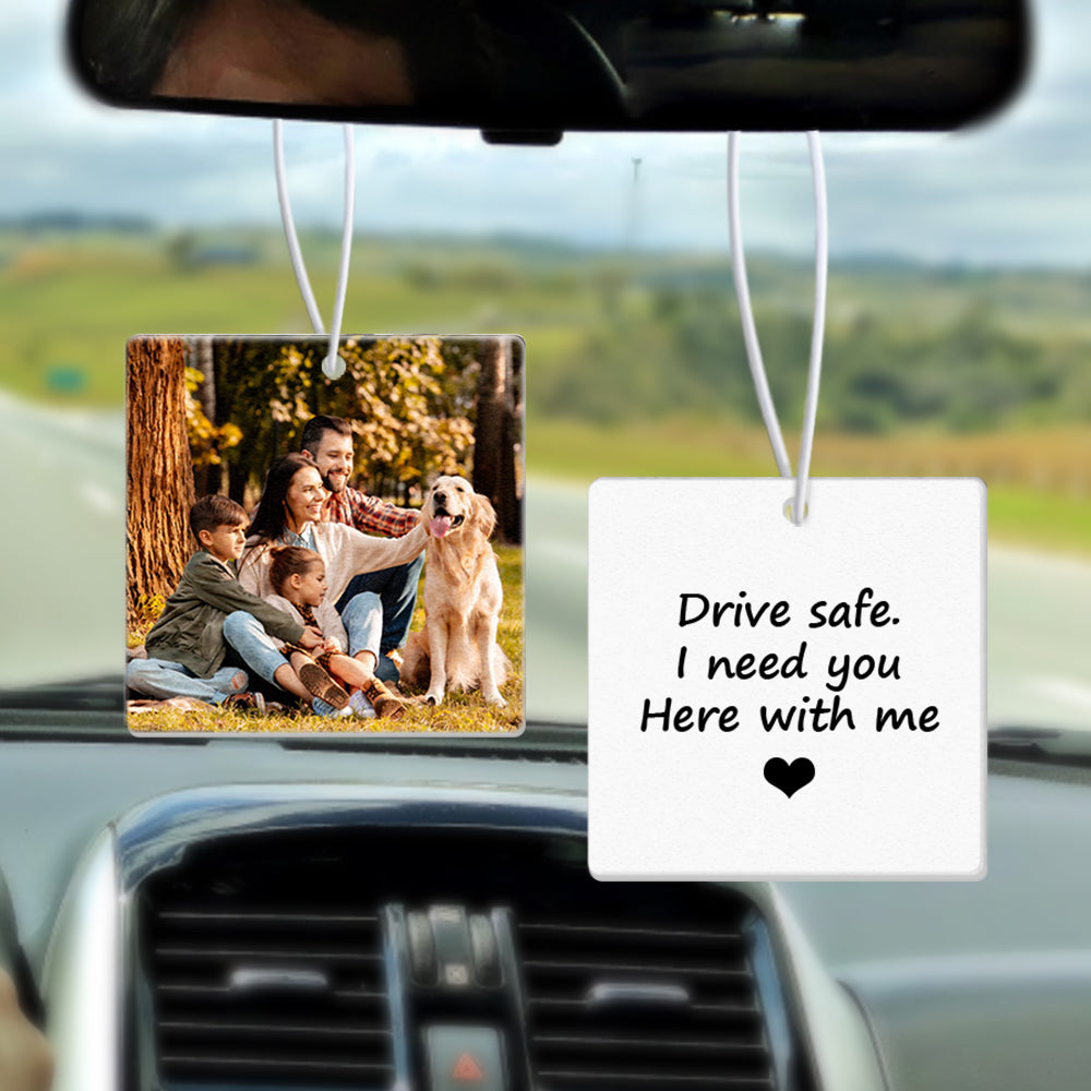 Custom Car Air Freshener with Photo and Text Rearview Mirror Ornament Gifts for Family - Multiple Styles