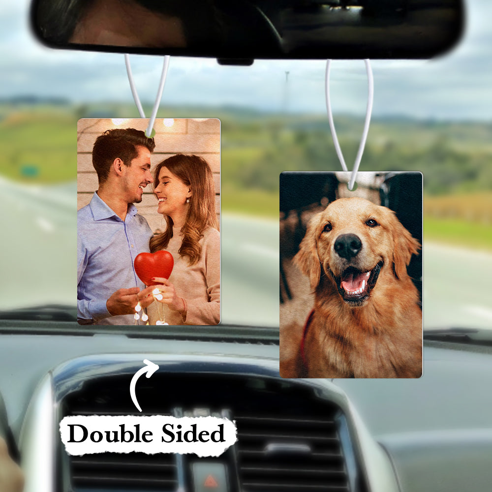 Custom Car Air Freshener with Photo Rearview Mirror Ornament Personalizd Gifts for Him Double Sided