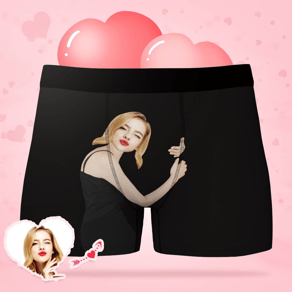 Custom Girlfriend Hugs Boxer Shorts Christmas Gift For Him Valentine's Gifts