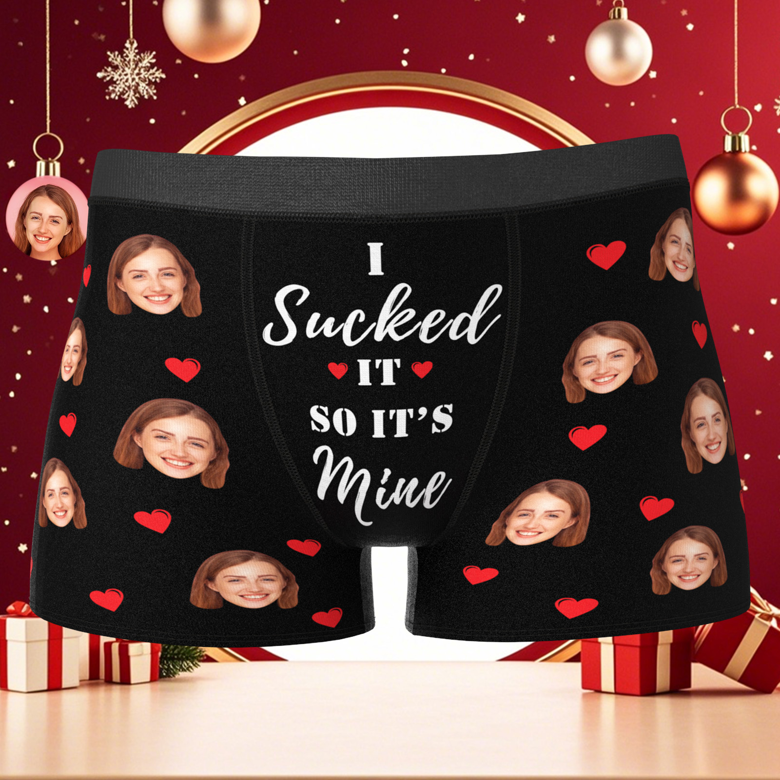 Personalized Face Boxers Custom Photo Underwear 3D Online Preview Christmas's Gifts For Men