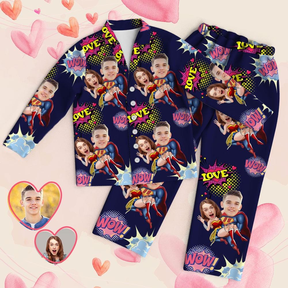 Custom Face Pajamas Valentine Pjs Valentine's Day Gifts Superhero
