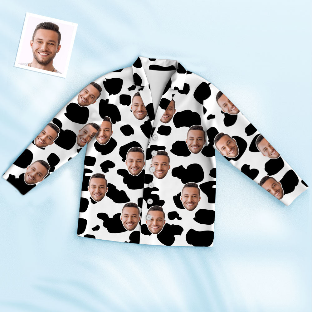 Custom Photo Face Pajama Cow Texture Funny Gifts Unisex
