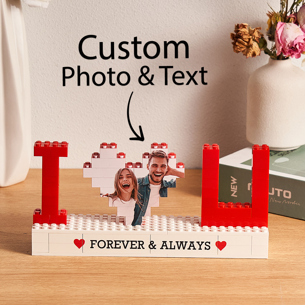 Personalized I Love You Photo Building Brick Puzzles Custom Text Photo Block Gift for Lover