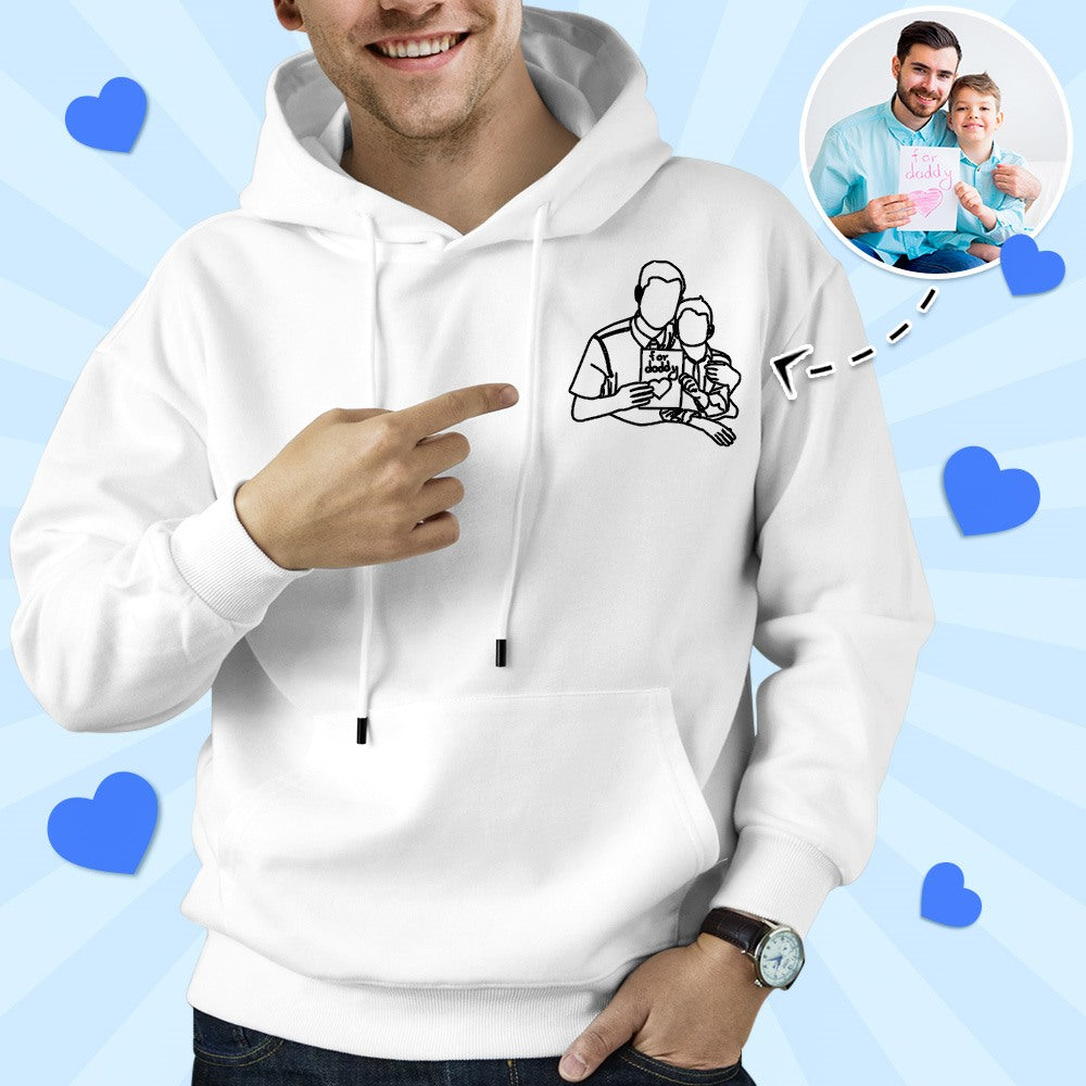 Father's Day Gifts Custom Photo Hoodie Outline Photo Sweatshirt Embroidered Gifts for Dad
