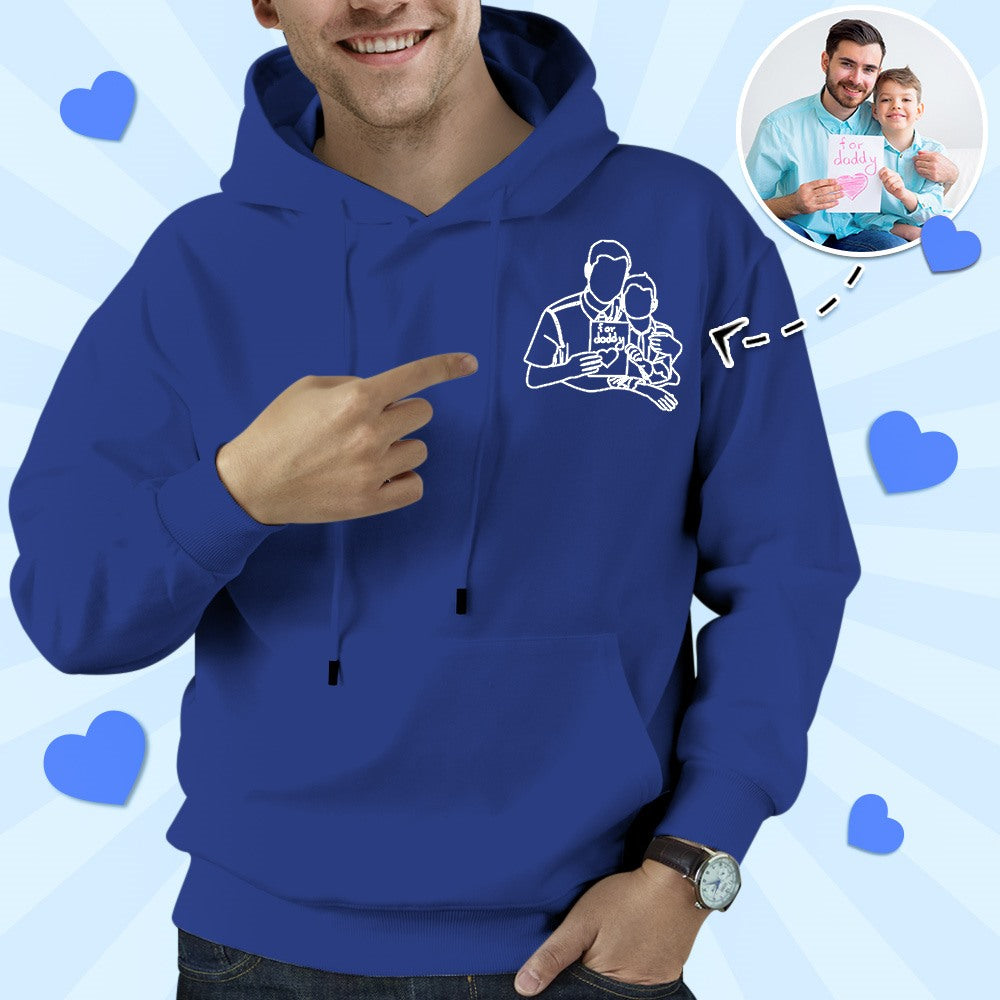 Father's Day Gifts Custom Photo Hoodie Outline Photo Sweatshirt Embroidered Gifts for Dad