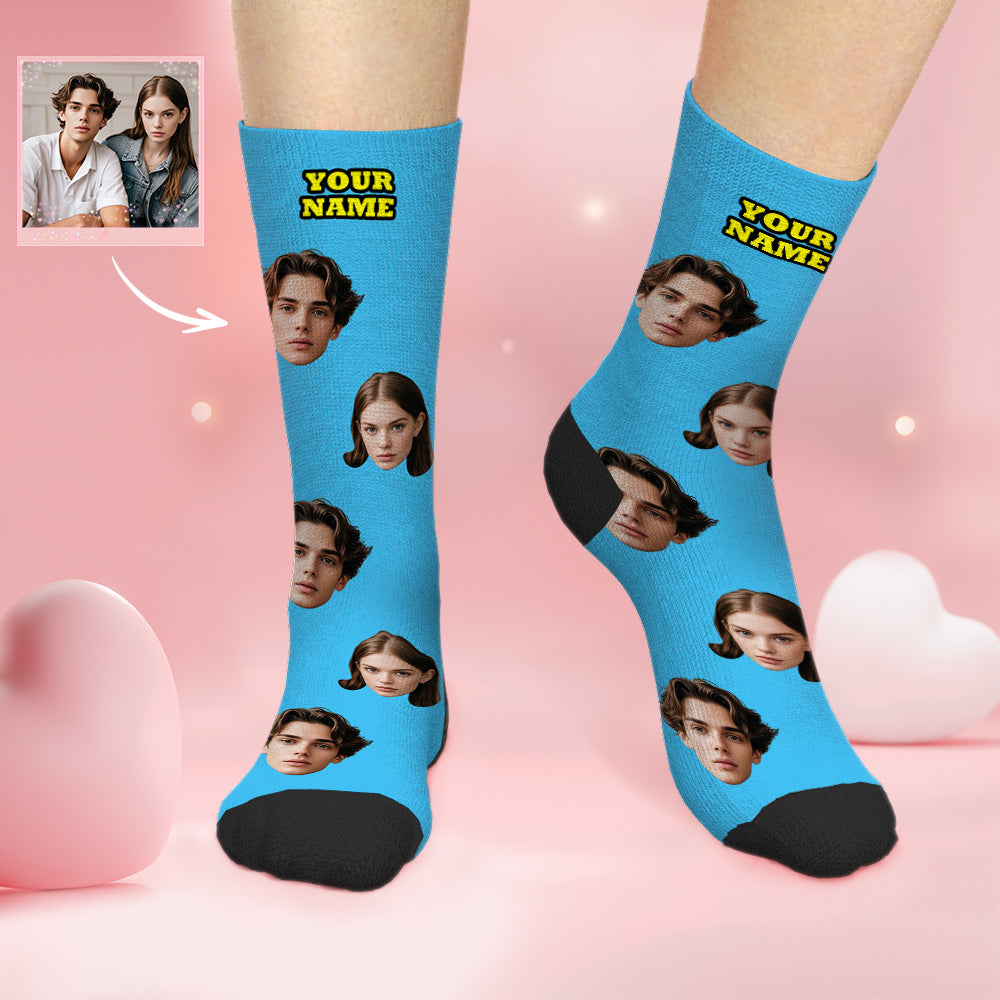 Custom Socks With Your Face and Text 3D Online Preview Valentine's Day Gifts Colorful Socks