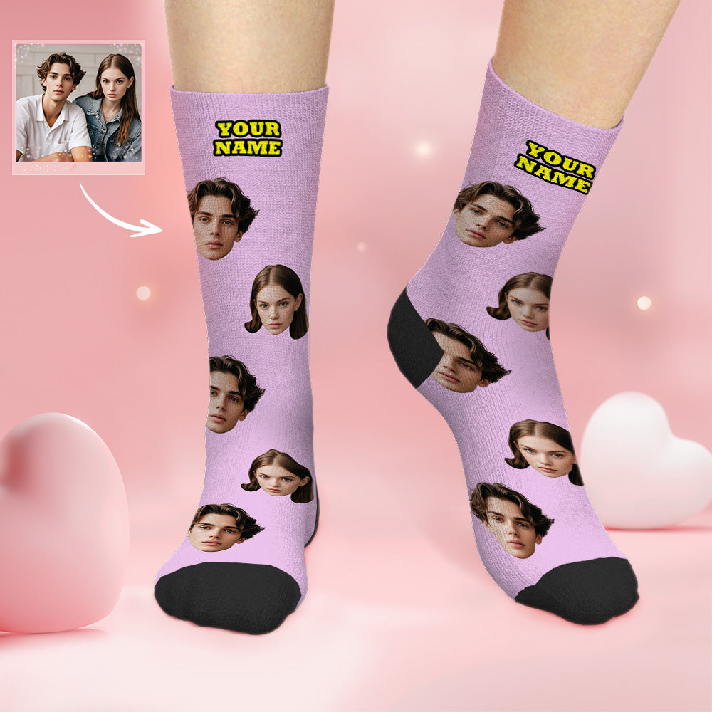 Custom Socks With Your Face and Text 3D Online Preview Valentine's Day Gifts Colorful Socks