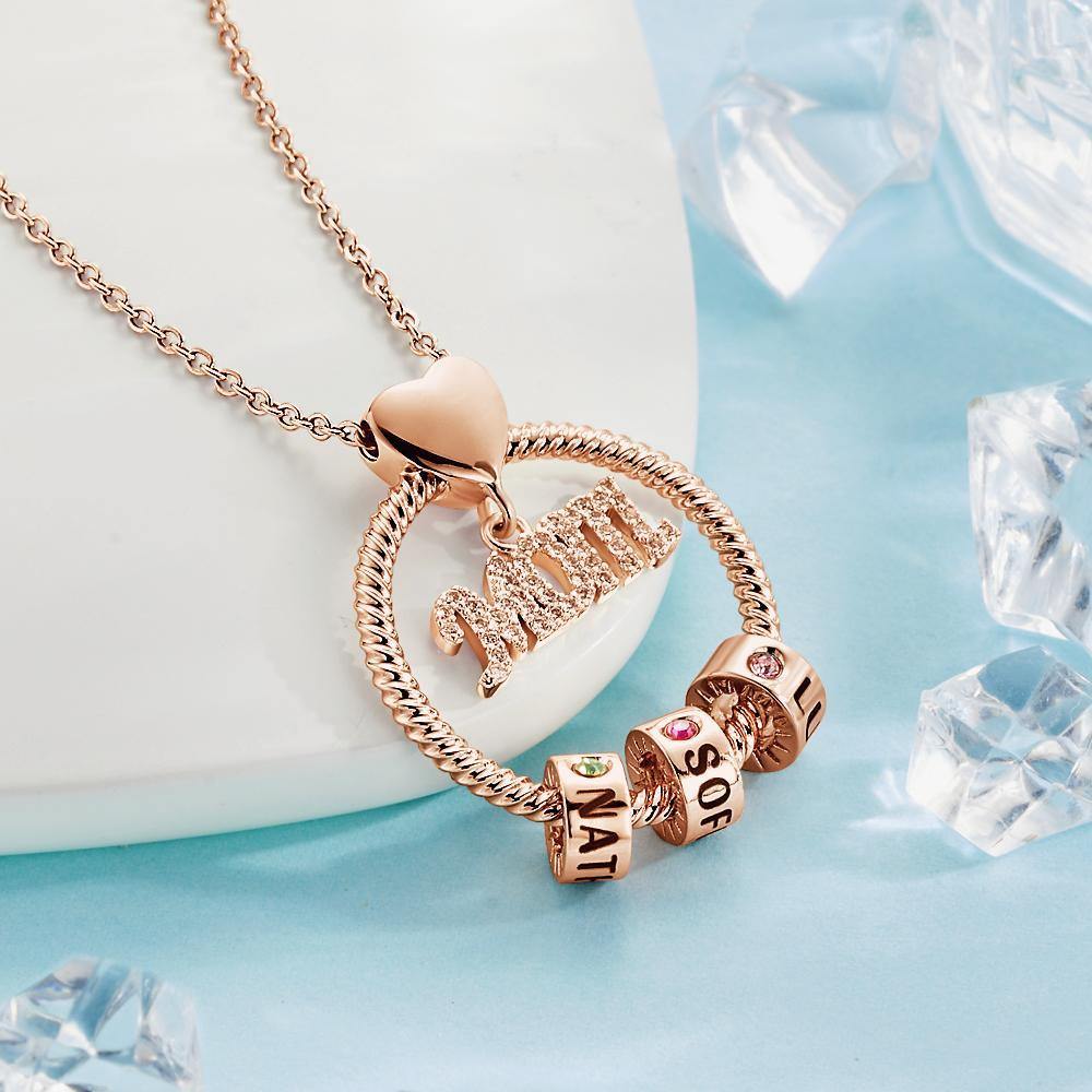 Custom Engraved Necklace With One Birthstone Gifts for Mom and Dad