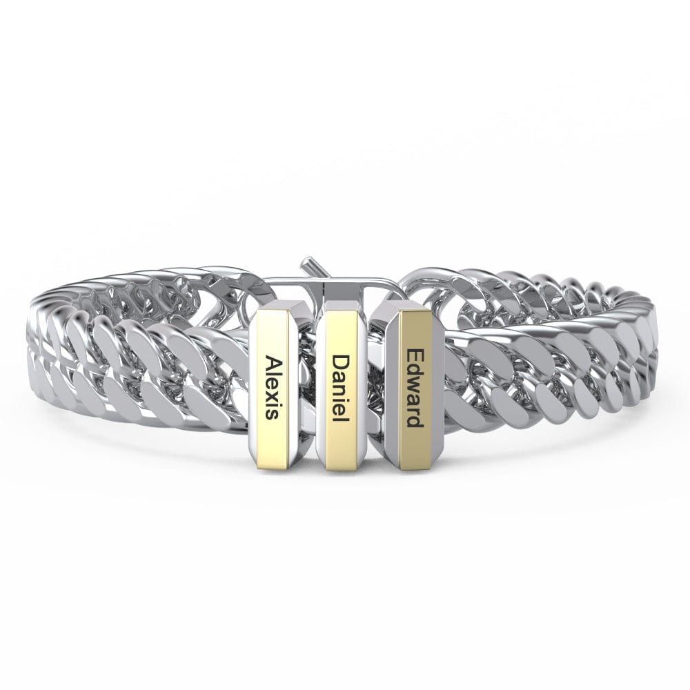 Personalized Engraved Bracelet Custom Gift for Dad 1-3 Charms