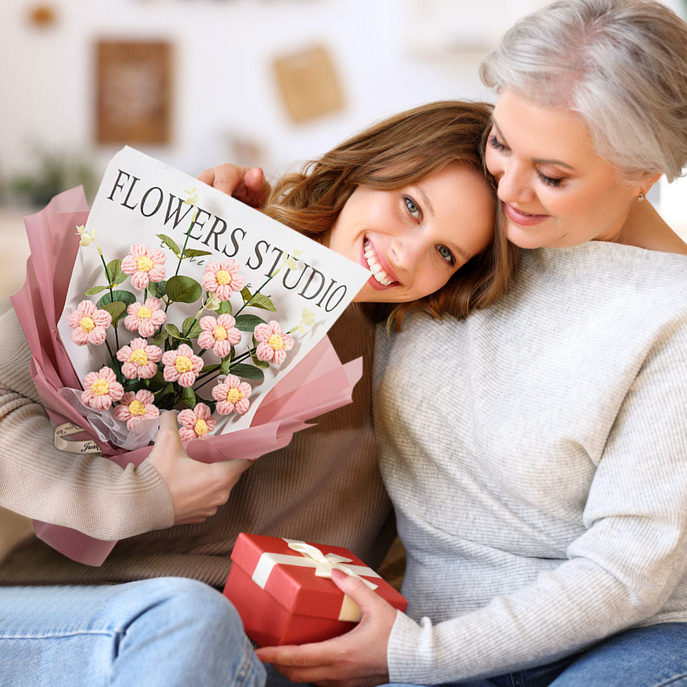 Mother's Day Gifts Crochet Flowers Bouquet Handmade Knitted Little Daisy Bouquet Gift for Her